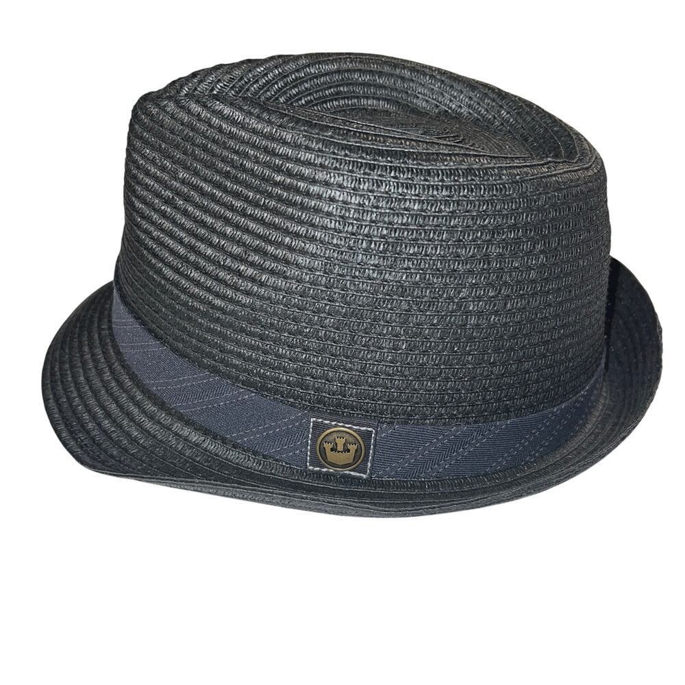 Goorin Bros. Black Straw Pinch Crown Fedora Hat Size L